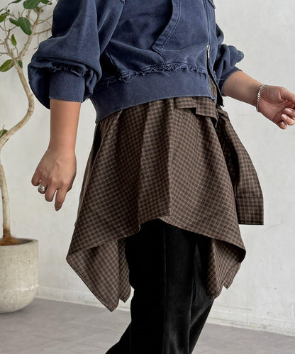 格紋包裹式迷你裙