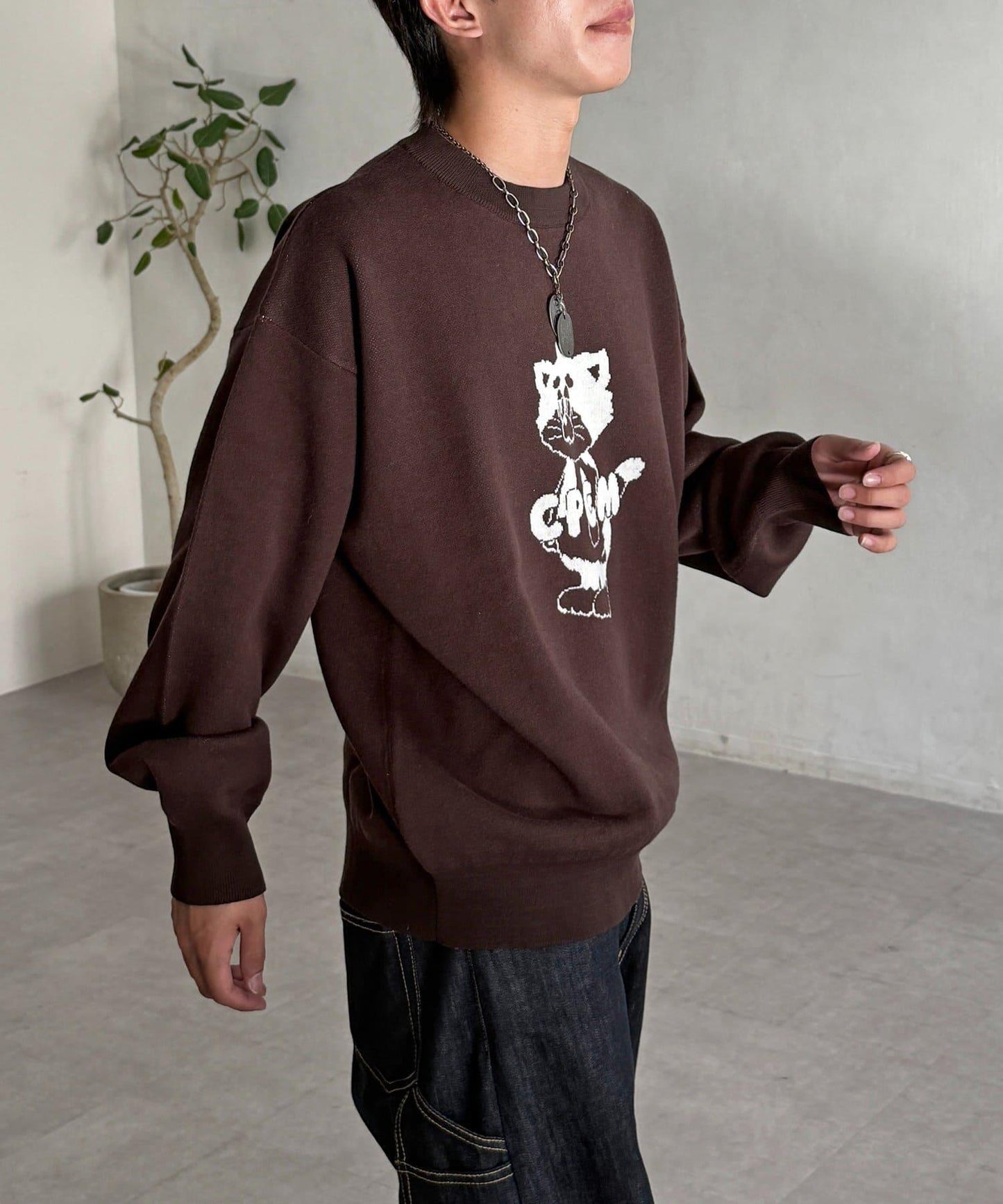 【ANYMAL】吉祥物角色衛衣風針織衫