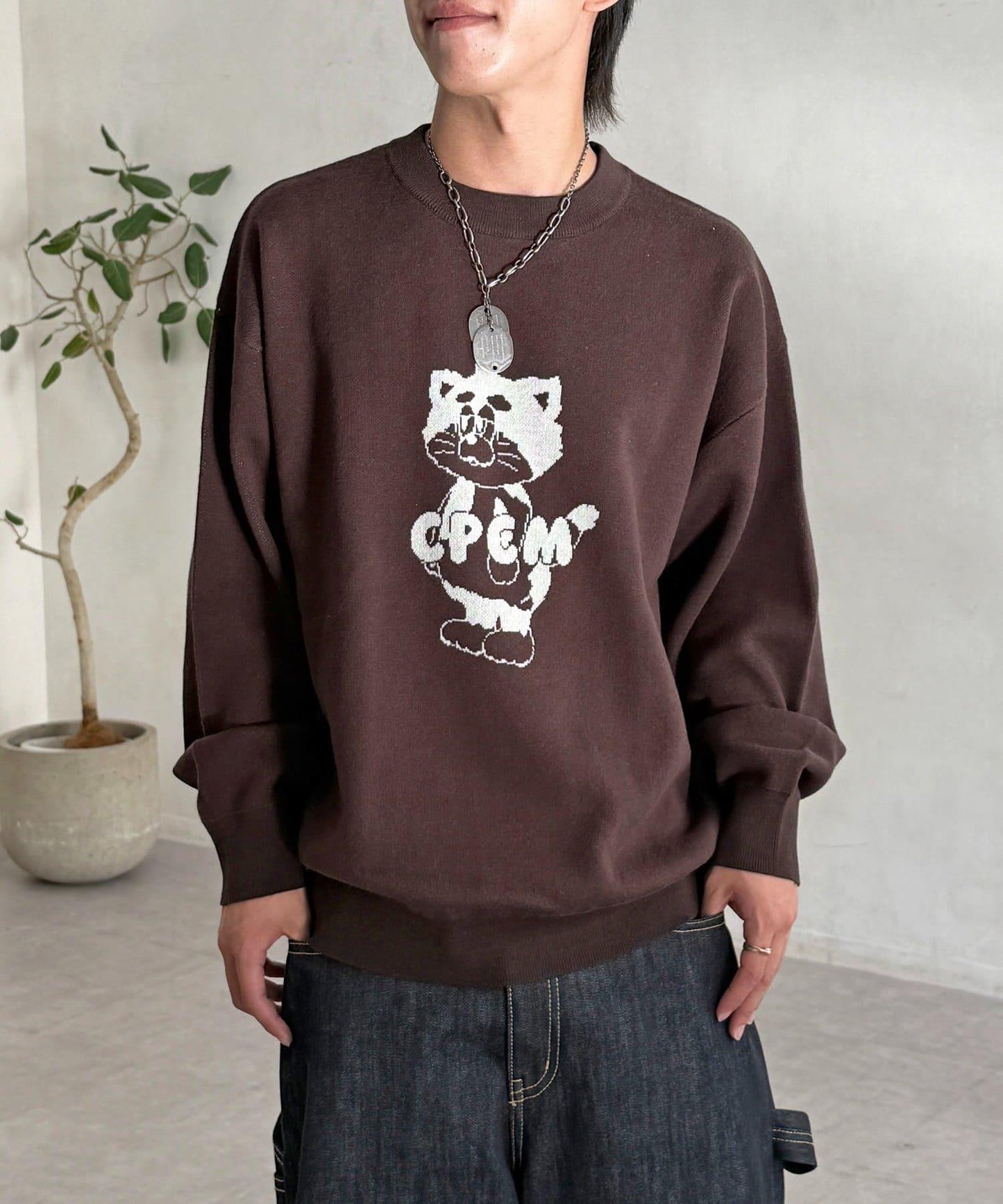 【ANYMAL】吉祥物角色衛衣風針織衫