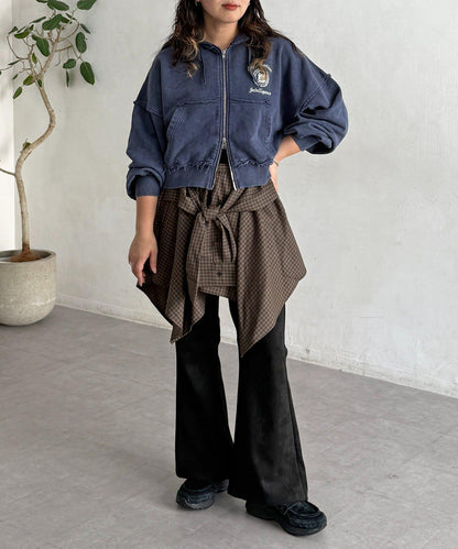 格紋包裹式迷你裙