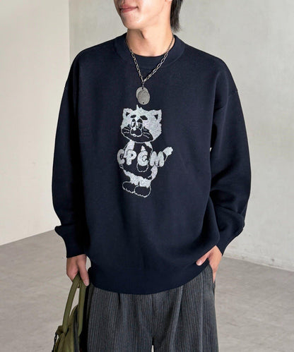 【ANYMAL】吉祥物角色衛衣風針織衫