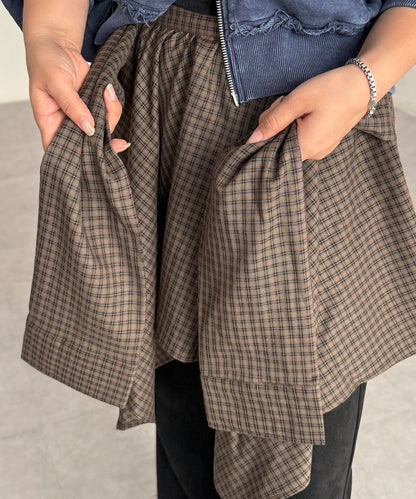 格紋包裹式迷你裙