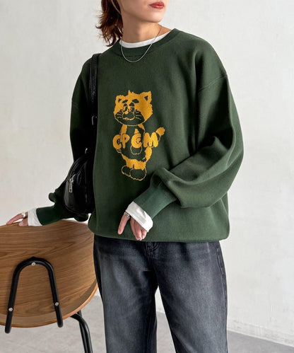 【ANYMAL】吉祥物角色衛衣風針織衫