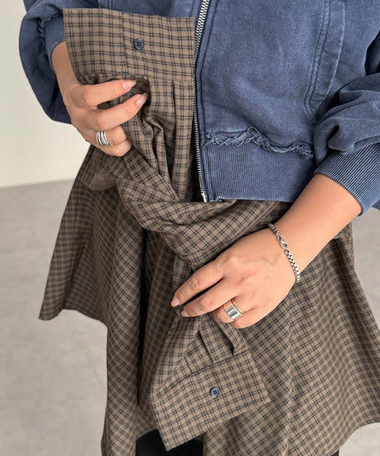 格紋包裹式迷你裙