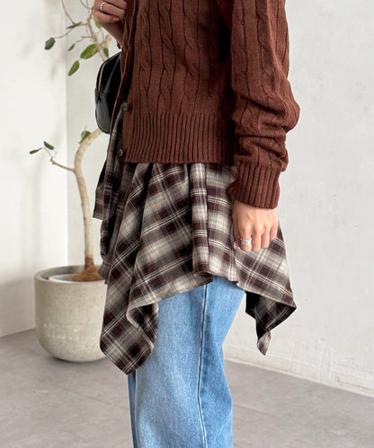 格紋包裹式迷你裙