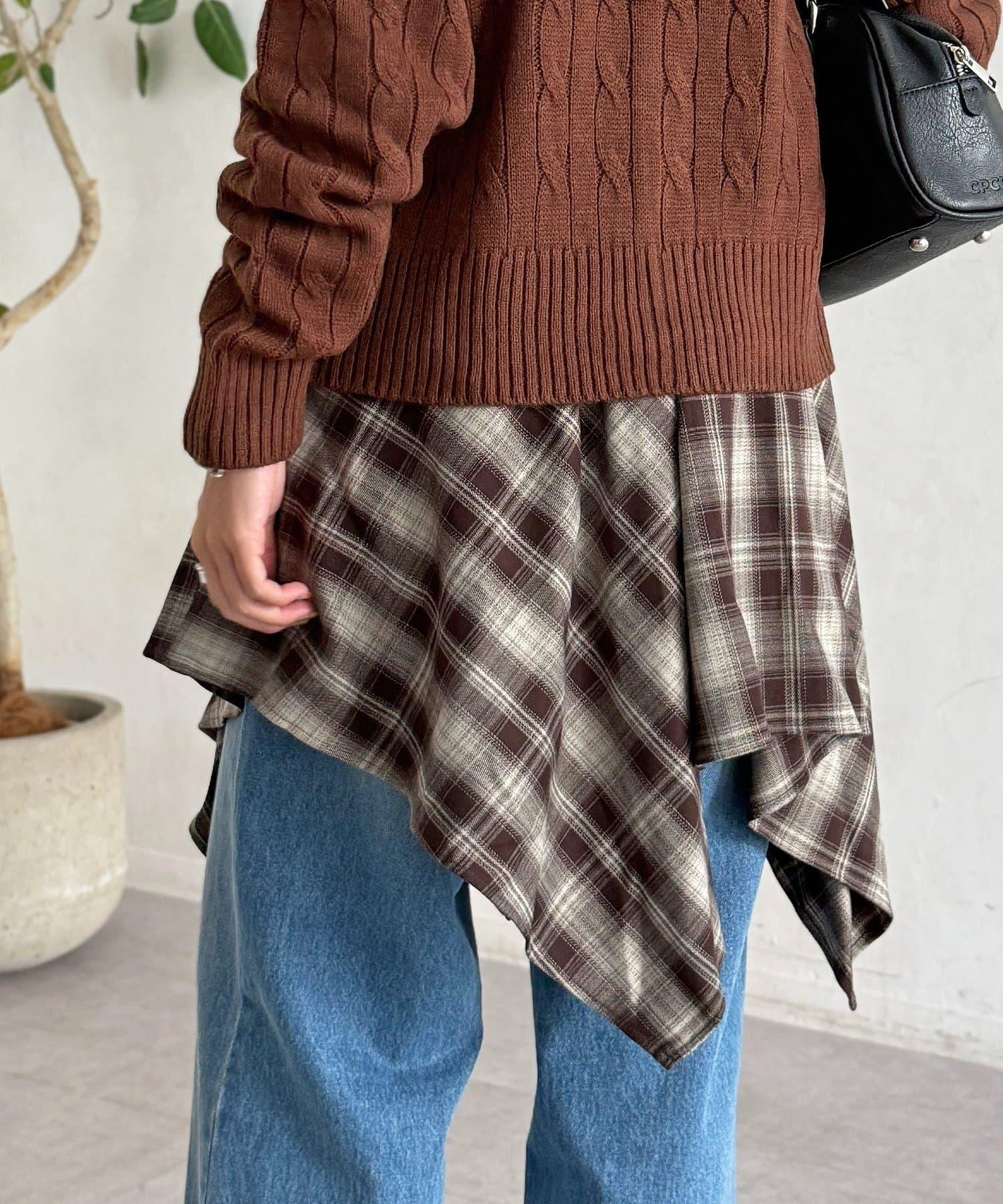 格紋包裹式迷你裙