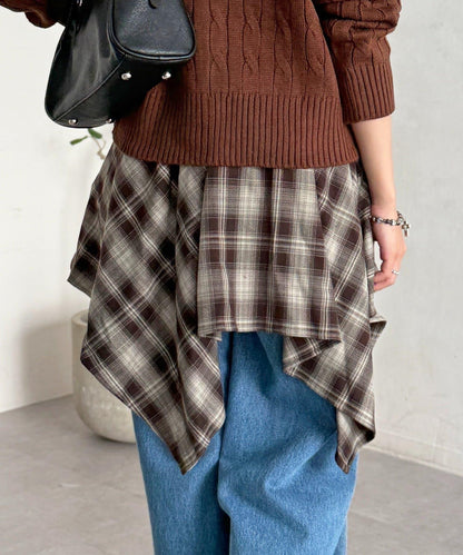 格紋包裹式迷你裙