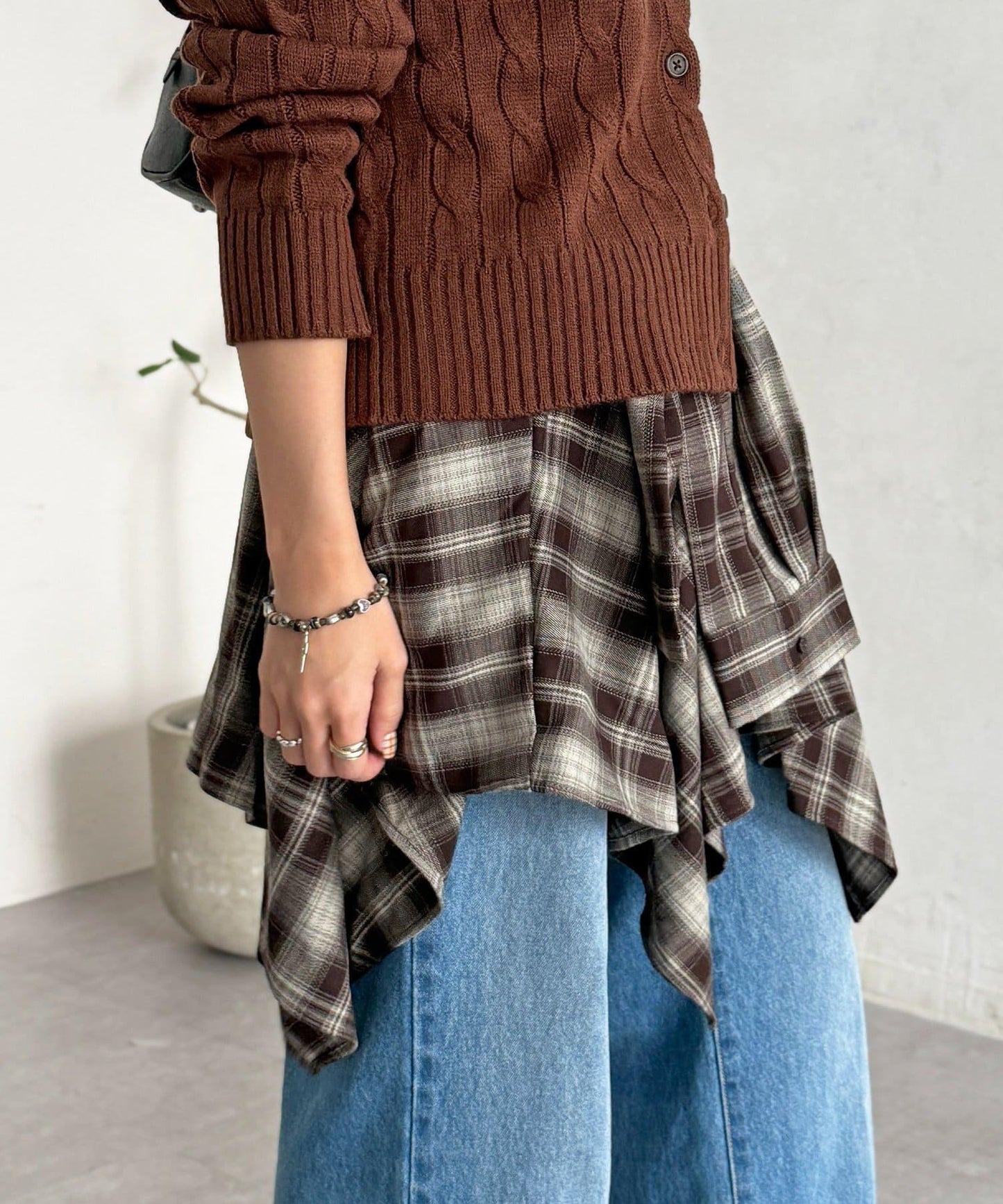 格紋包裹式迷你裙