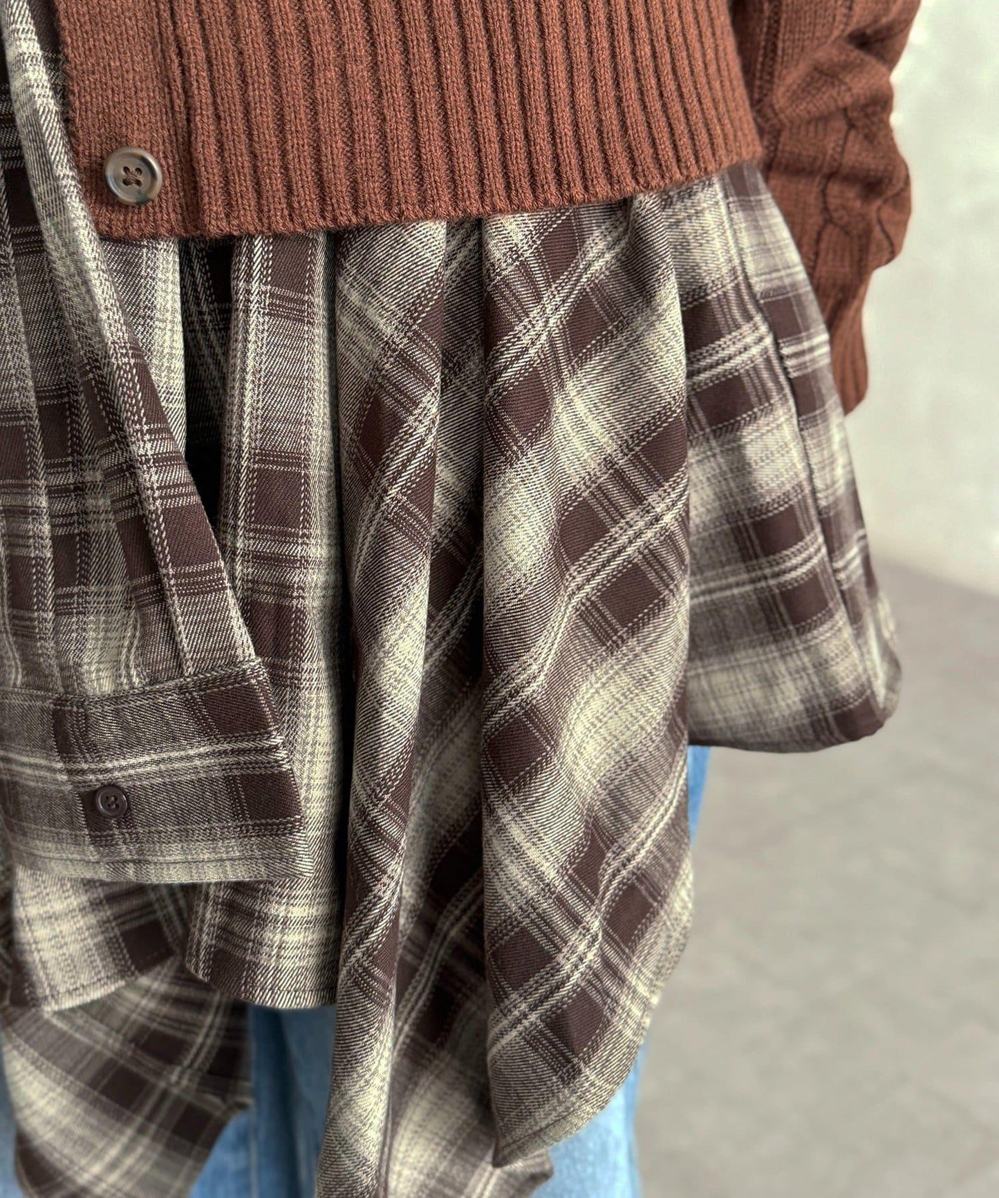 格紋包裹式迷你裙