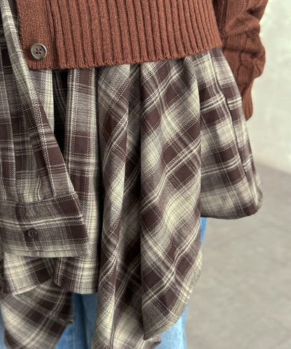 格紋包裹式迷你裙