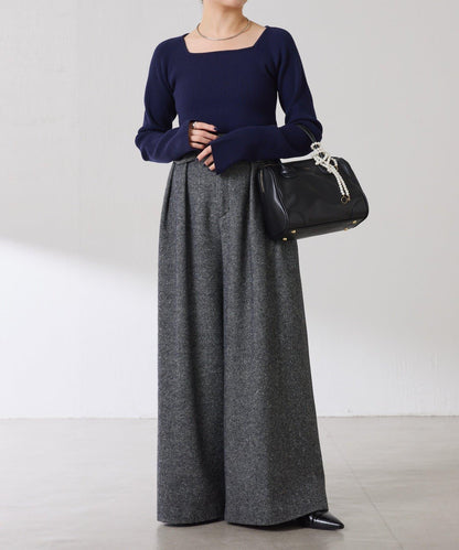 【高級感】深方領羅紋針織衫