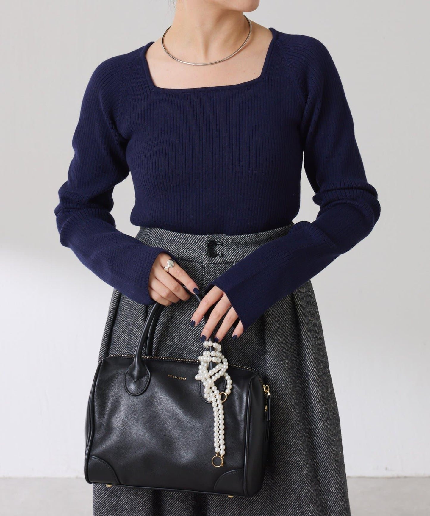 【高級感】深方領羅紋針織衫