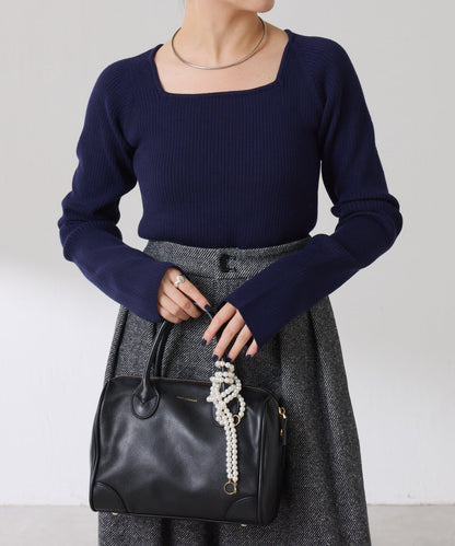 【高級感】深方領羅紋針織衫