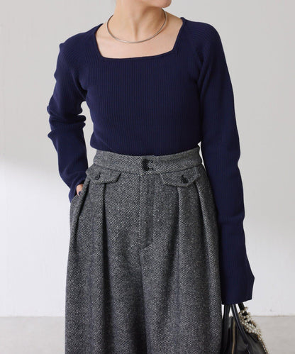 【高級感】深方領羅紋針織衫