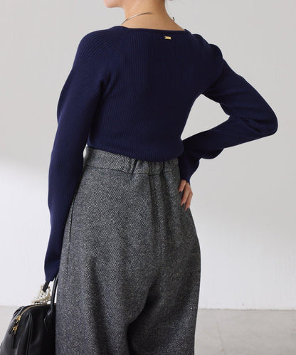 【高級感】深方領羅紋針織衫