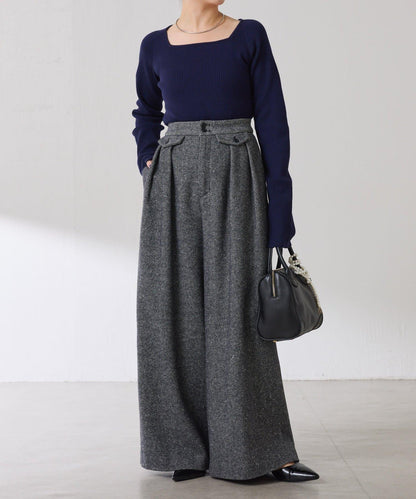 【高級感】深方領羅紋針織衫