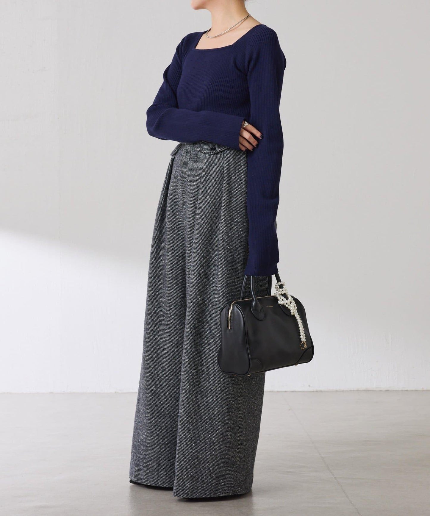 【高級感】深方領羅紋針織衫