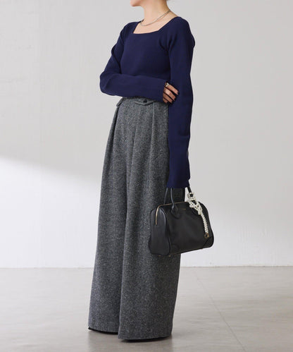 【高級感】深方領羅紋針織衫