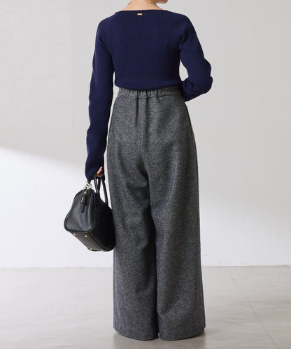 【高級感】深方領羅紋針織衫