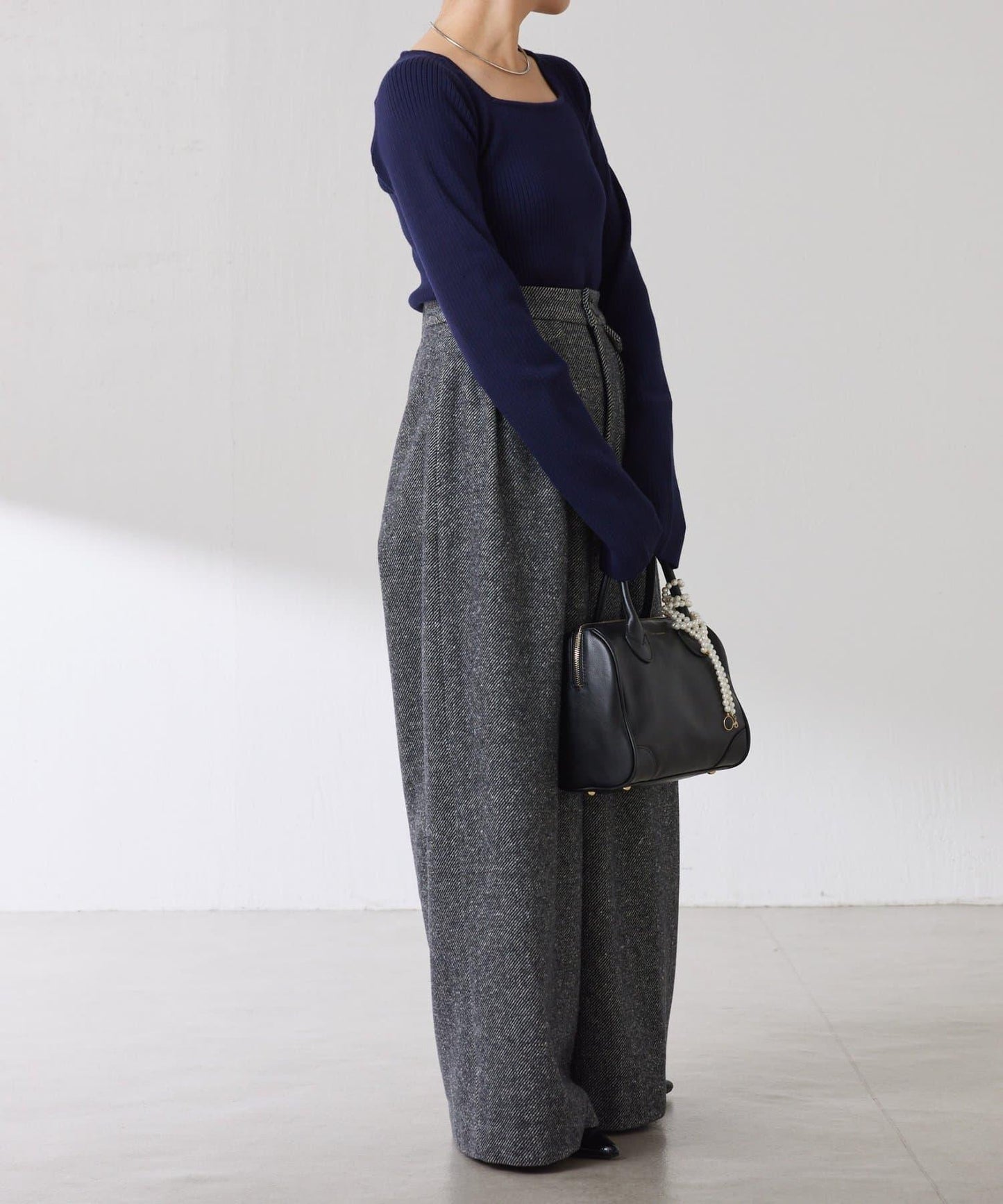 【高級感】深方領羅紋針織衫