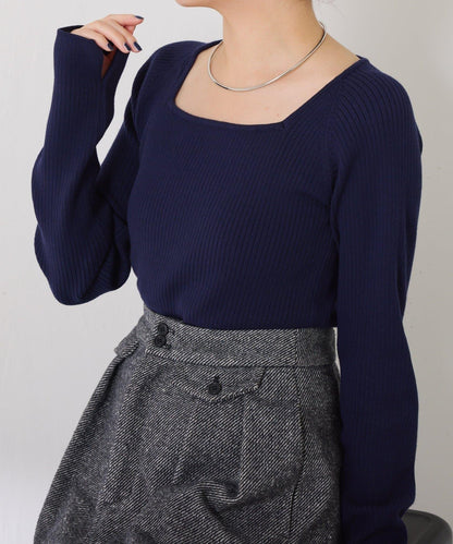 【高級感】深方領羅紋針織衫