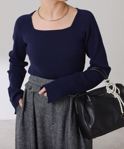 【高級感】深方領羅紋針織衫