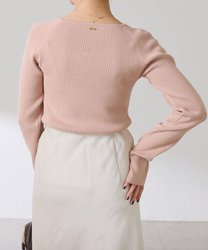 【高級感】深方領羅紋針織衫