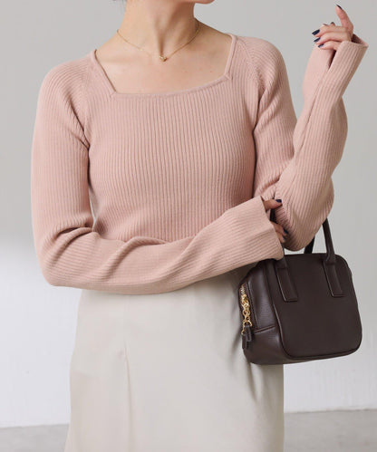 【高級感】深方領羅紋針織衫