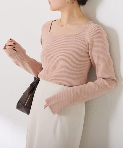 【高級感】深方領羅紋針織衫