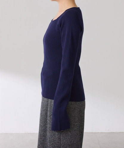 【高級感】深方領羅紋針織衫
