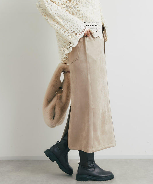 美麗剪影◎麂皮窄裙