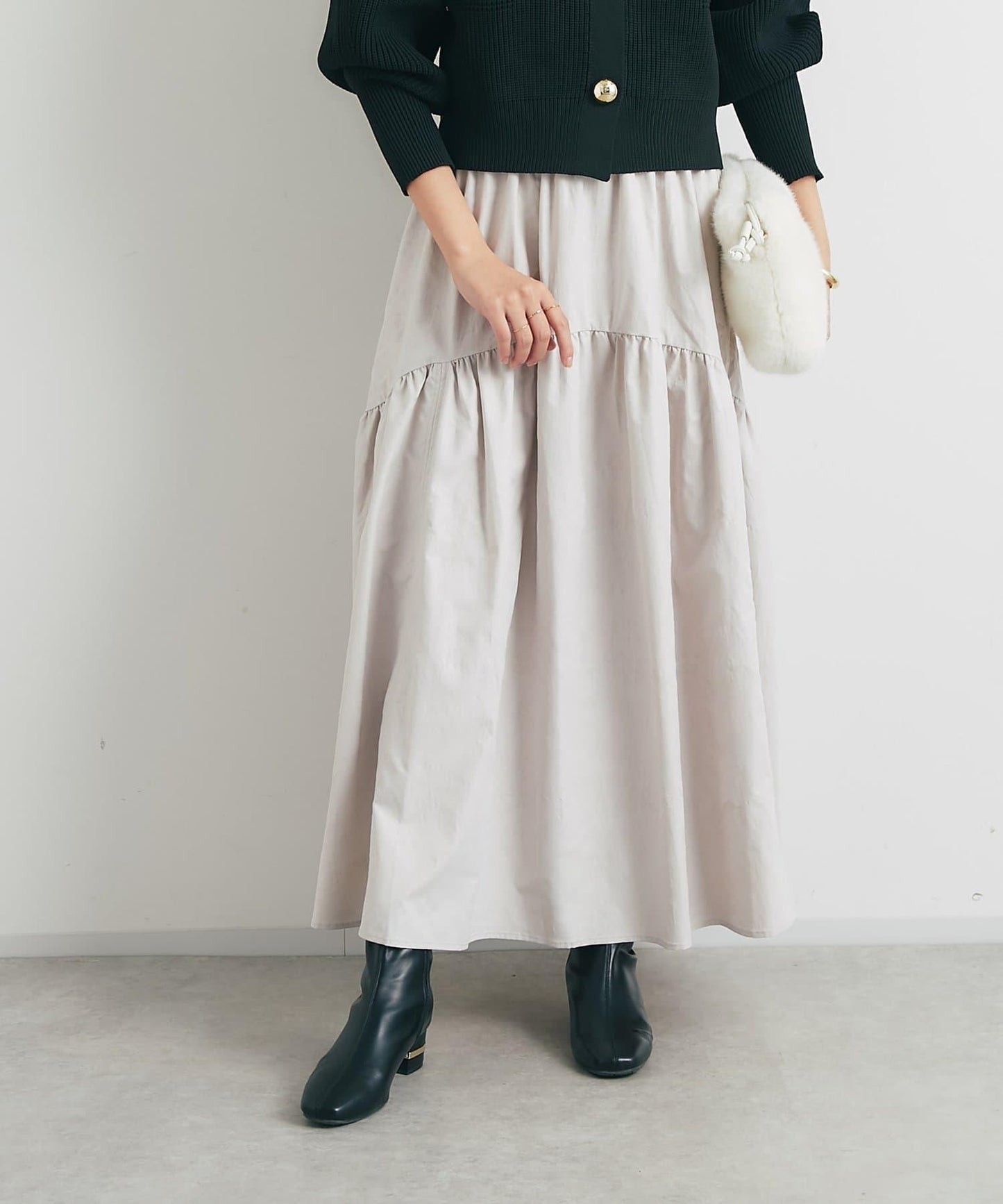 復古風格優雅可愛拼接設計仿舊工藝半身裙