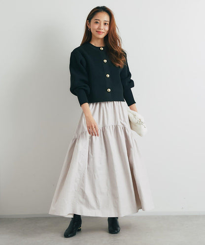 復古風格優雅可愛拼接設計仿舊工藝半身裙