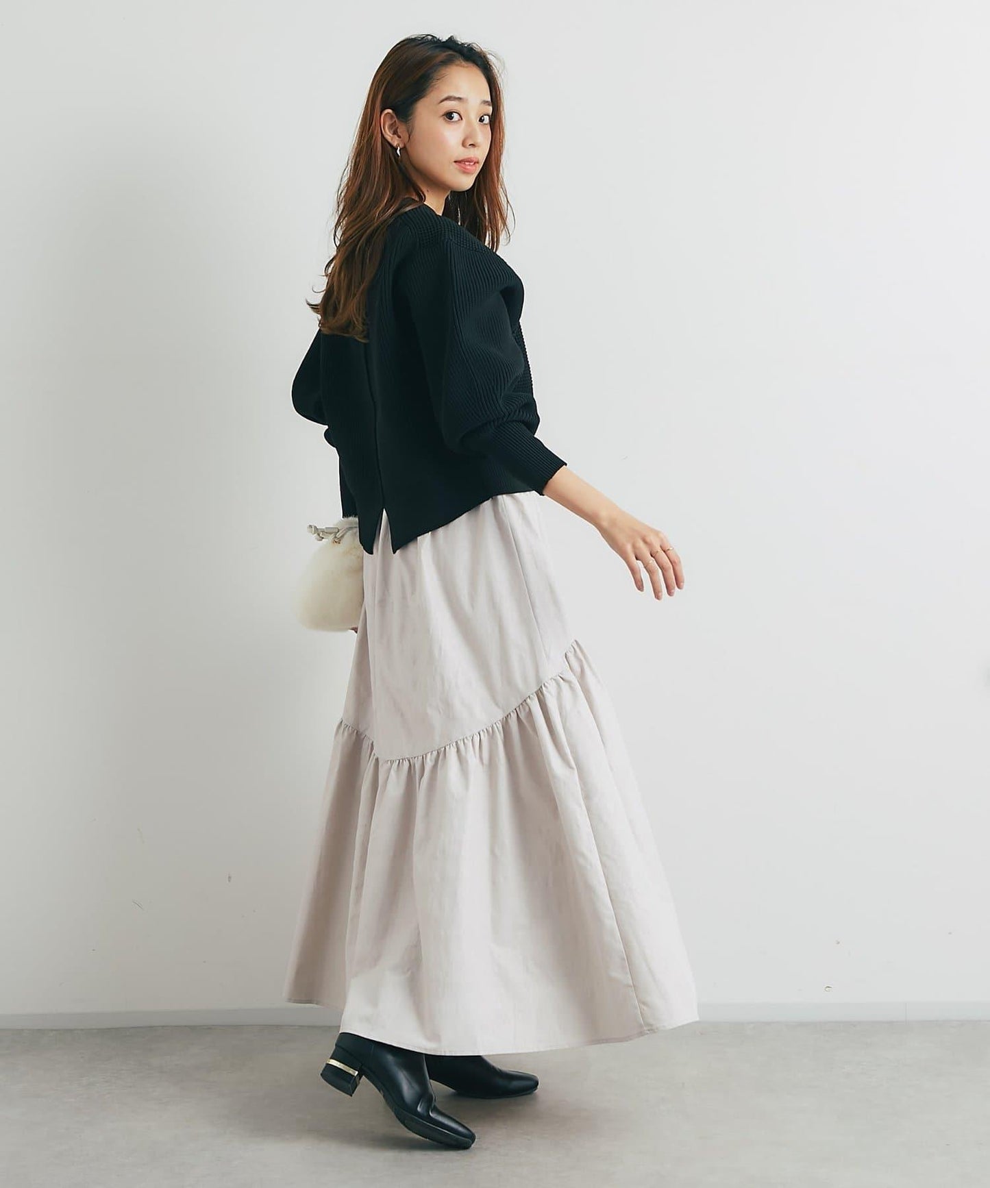 復古風格優雅可愛拼接設計仿舊工藝半身裙