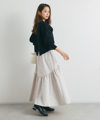 復古風格優雅可愛拼接設計仿舊工藝半身裙