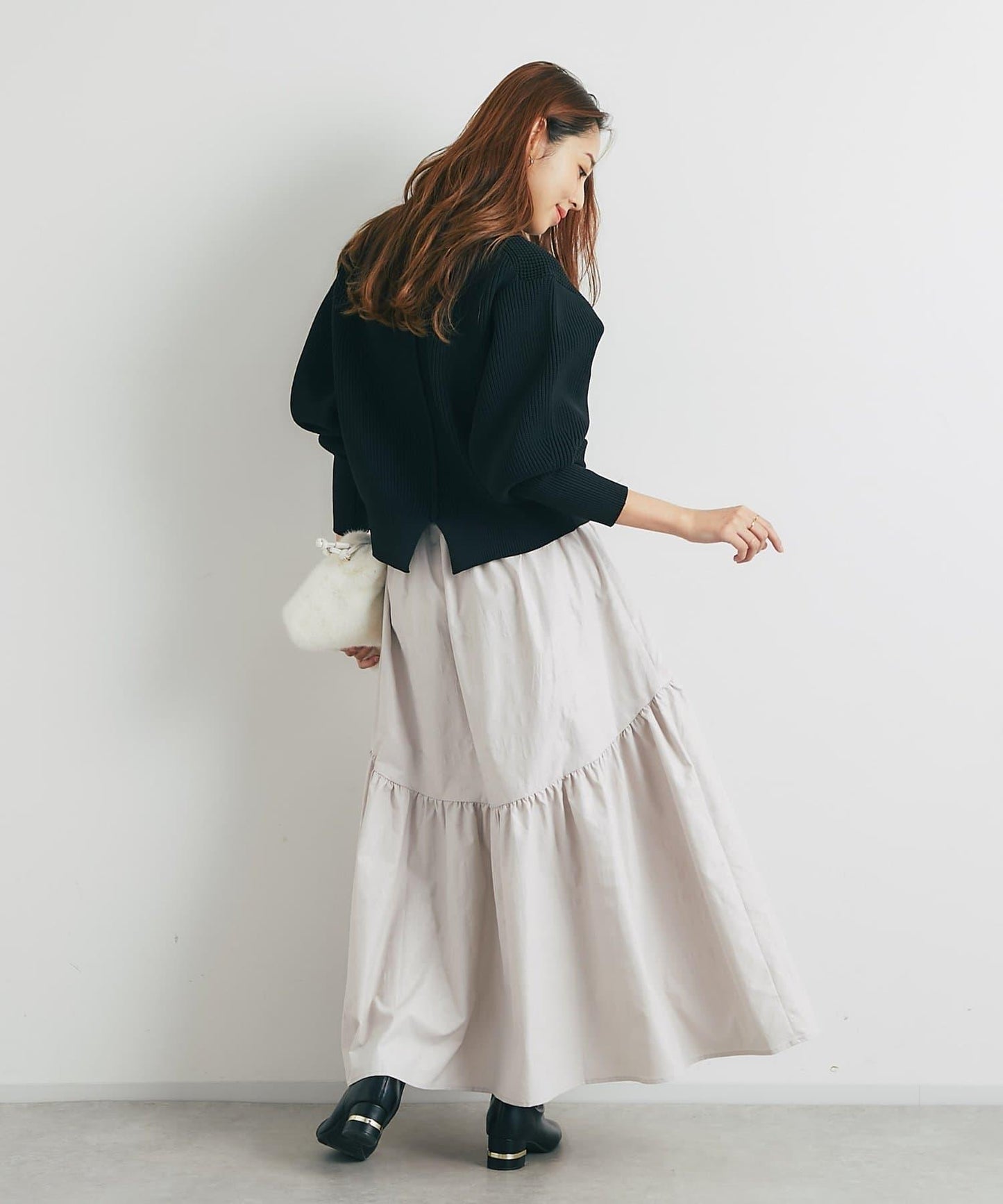 復古風格優雅可愛拼接設計仿舊工藝半身裙