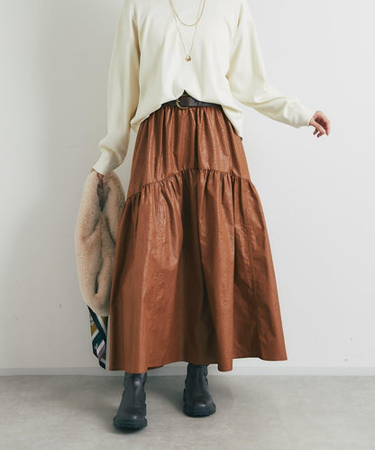 復古風格優雅可愛拼接設計仿舊工藝半身裙