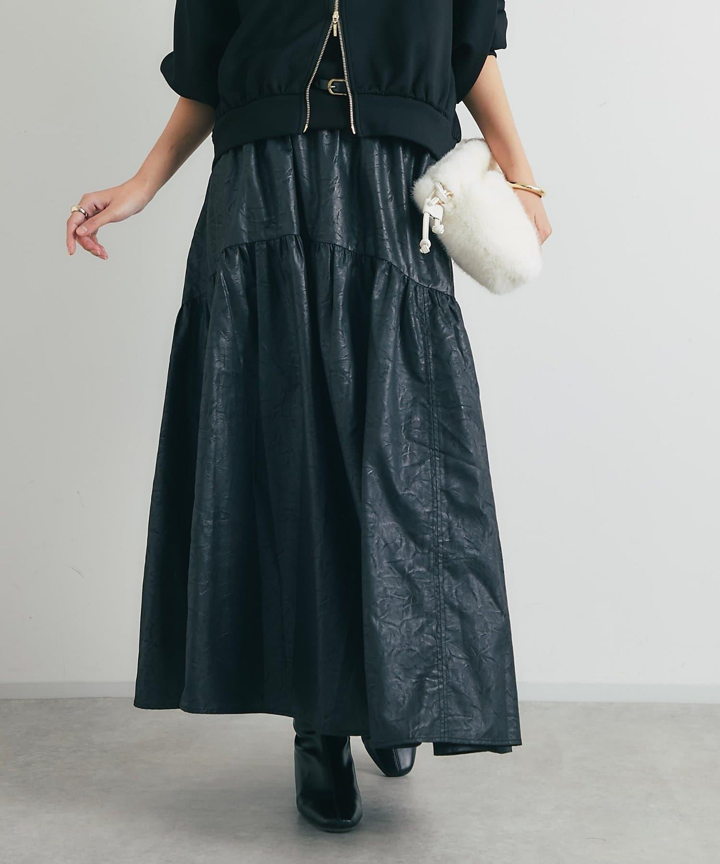 復古風格優雅可愛拼接設計仿舊工藝半身裙