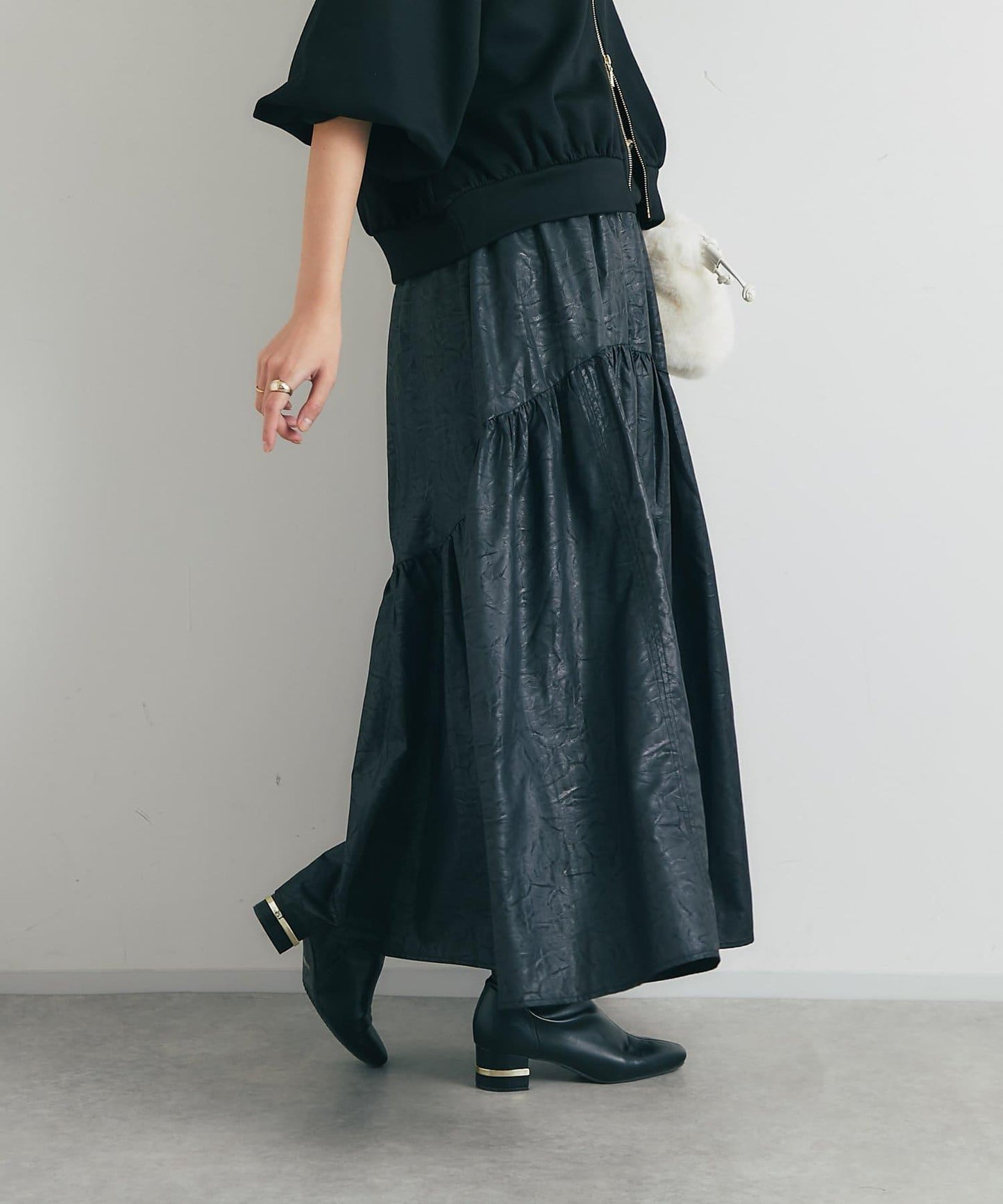 復古風格優雅可愛拼接設計仿舊工藝半身裙