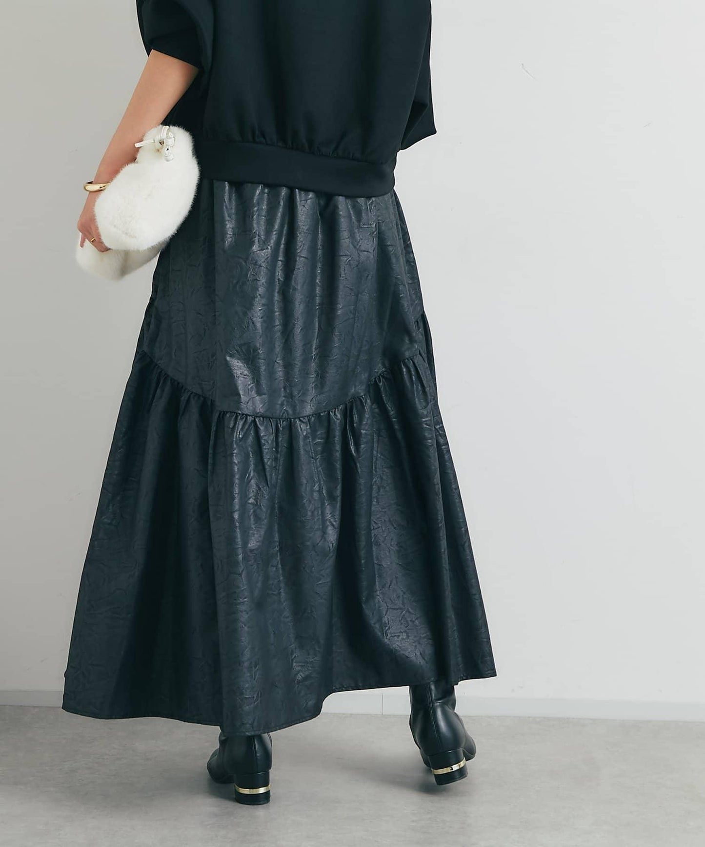 復古風格優雅可愛拼接設計仿舊工藝半身裙