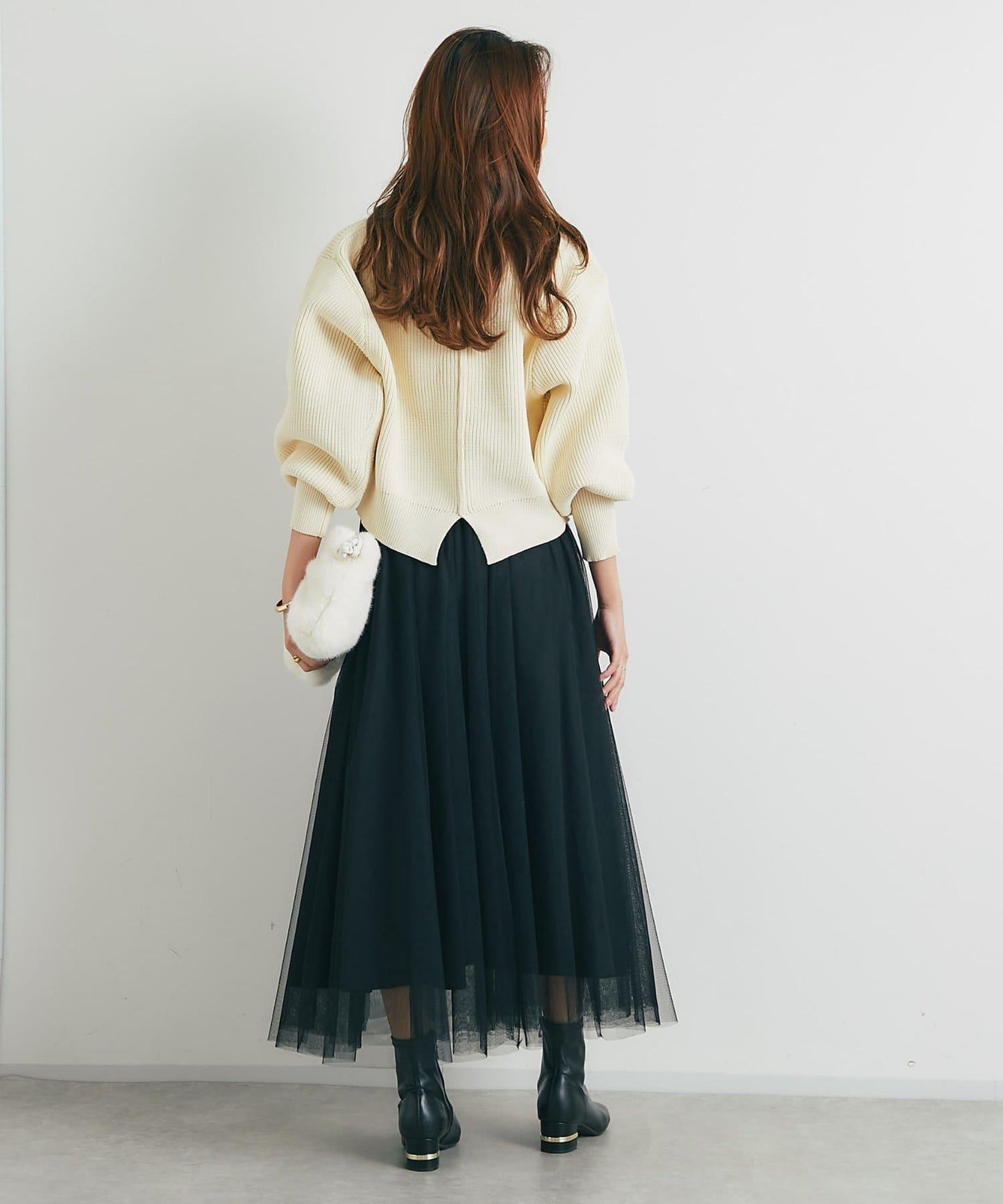 日常百搭大紐扣拼接圖案泡泡袖開衫