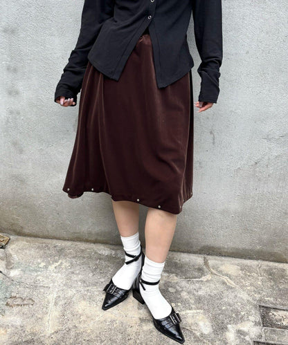 【WHO'S WHO gallery】天鵝絨鉚釘中長裙