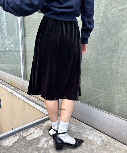 【WHO'S WHO gallery】天鵝絨鉚釘中長裙