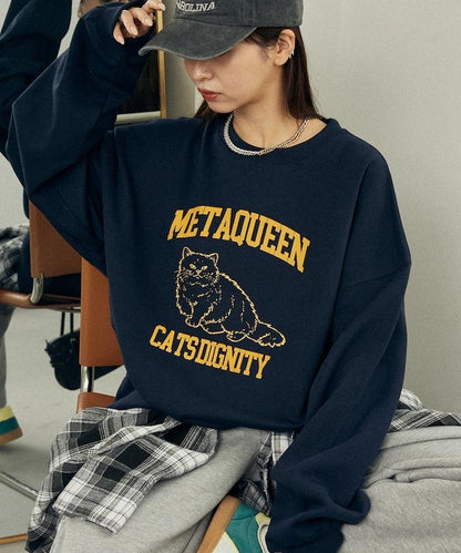 METAQUEEN 植絨貓咪加絨衛衣