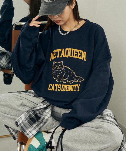 METAQUEEN 植絨貓咪加絨衛衣