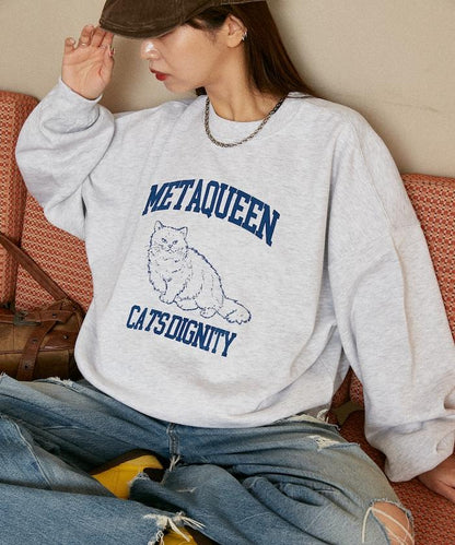 METAQUEEN 植絨貓咪加絨衛衣