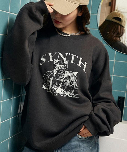 SYNTH 貓圖案加絨衛衣