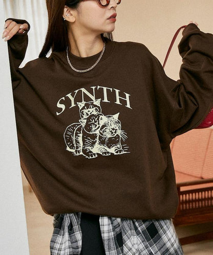 SYNTH 貓圖案加絨衛衣