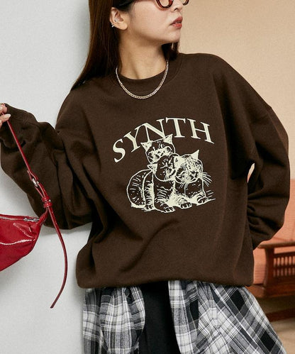 SYNTH 貓圖案加絨衛衣