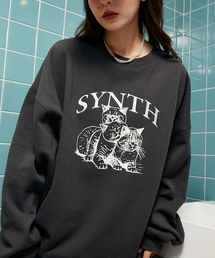 SYNTH 貓圖案加絨衛衣